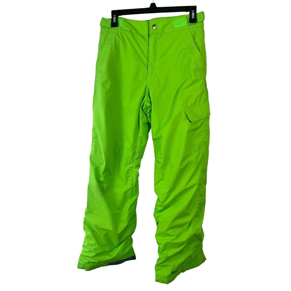 Columbia Unisex Youth Snowboard Ski Pants Fluorescent Green Adjustable Waist L